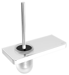 Ёршик для унитаза Lemark Glass Line 9761031 с держателем и полкой хром/белое стекло